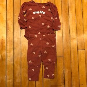 Two Piece Set. Heart Onesie & Leggings